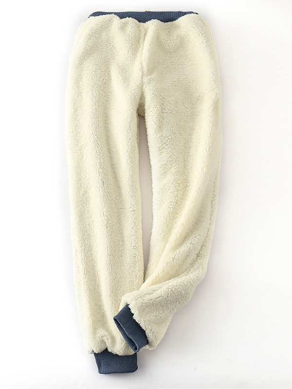 Solid Fleeced Cotton Pants