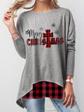 Red Plaid Merry Christmas Print Sweatshirt