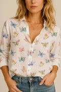 Casual Butterfly Printed Buttoned Shirt