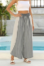 Womens Summer Casual Loose Striped Wide Leg Lounge Pants