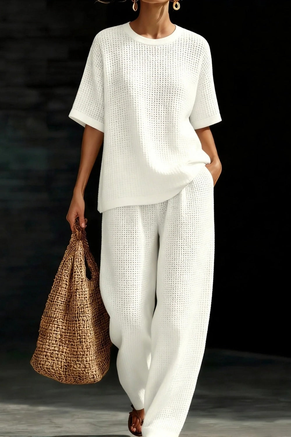 Women's Waffle Casual Two-Piece Set