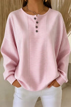 Casual Striped Printing Loose Cozy Waffle Sweatshirt