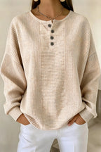 Casual Striped Waffle Sweatshirt