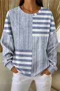 Casual Crew Neck Abstract Stripes Sweatshirt