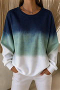 Casual Multicolor Block Crew Neck Long Sleeve Sweatshirt