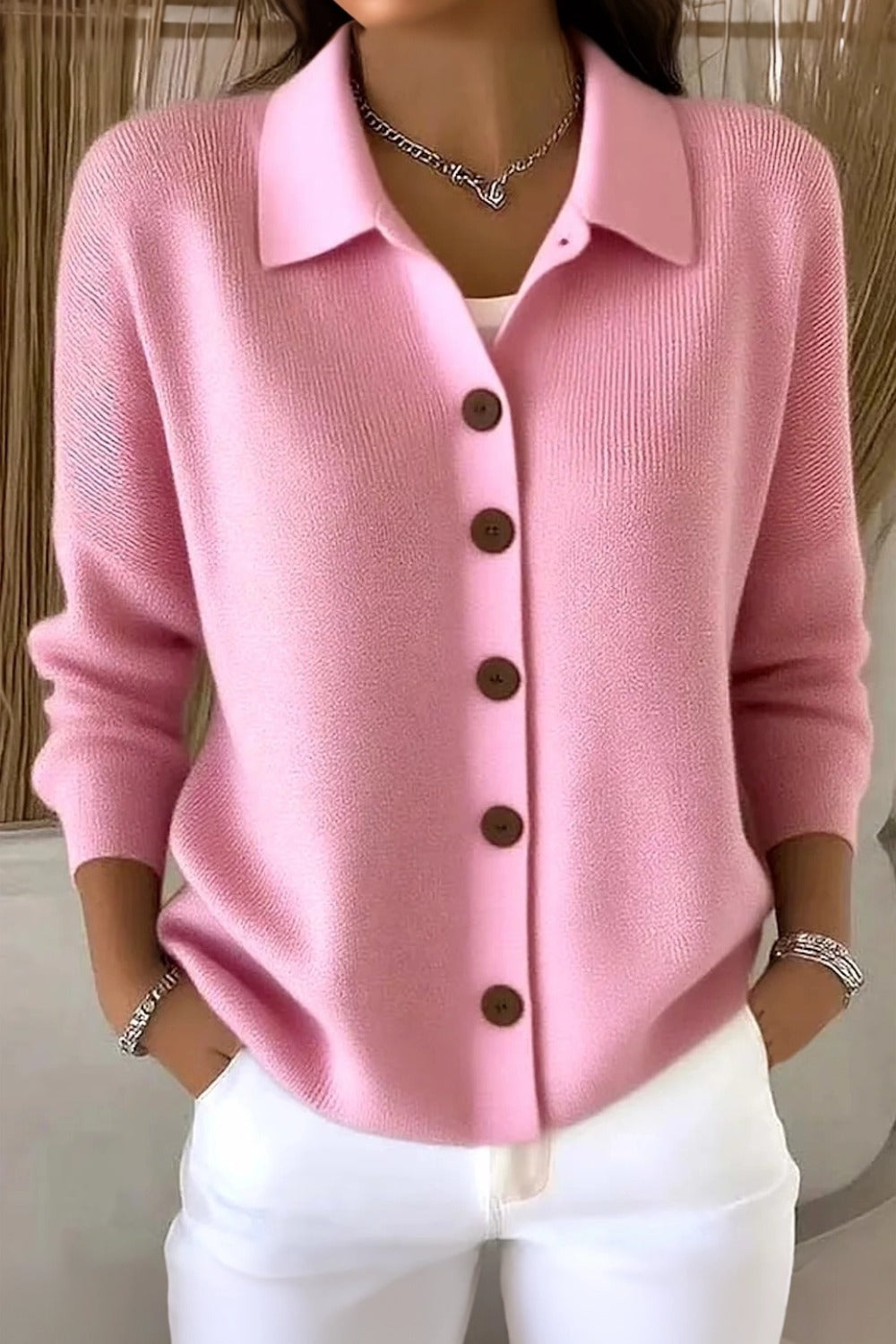 Women Plain Long Sleeve Comfy Casual Cardigan