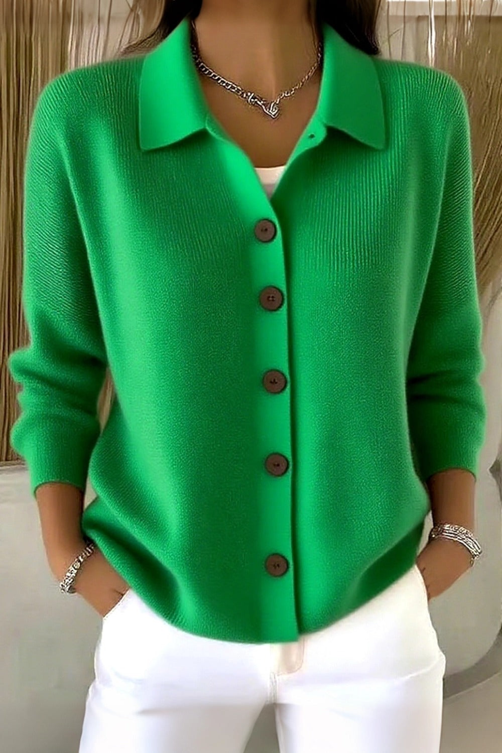Women Plain Long Sleeve Comfy Casual Cardigan