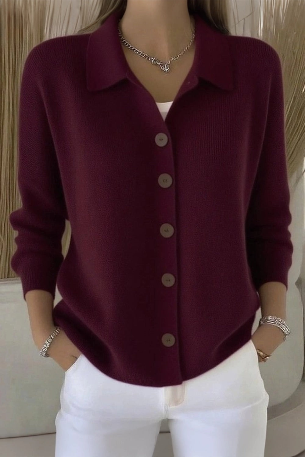 Women Plain Long Sleeve Comfy Casual Cardigan