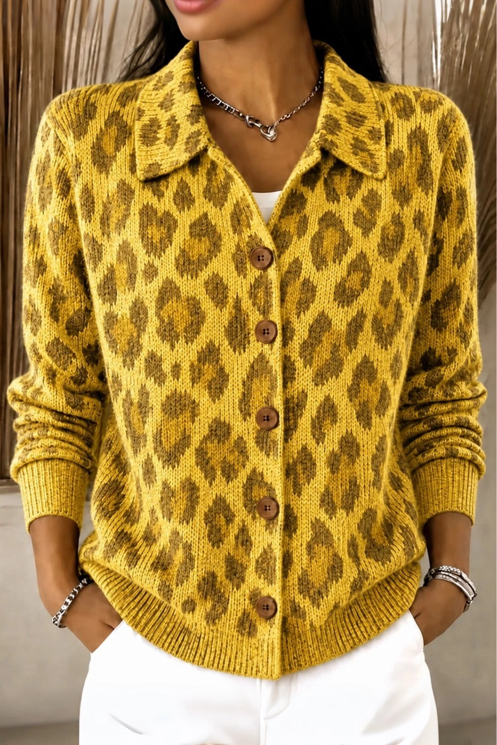 Women Regular Fit Vintage Knit Plain Comfy Casual Cardigan