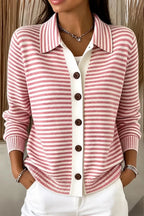 Women Regular Fit Striped Casual Knit Plain Comfy Cardigan