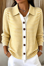 Women Regular Fit Striped Casual Knit Plain Comfy Cardigan