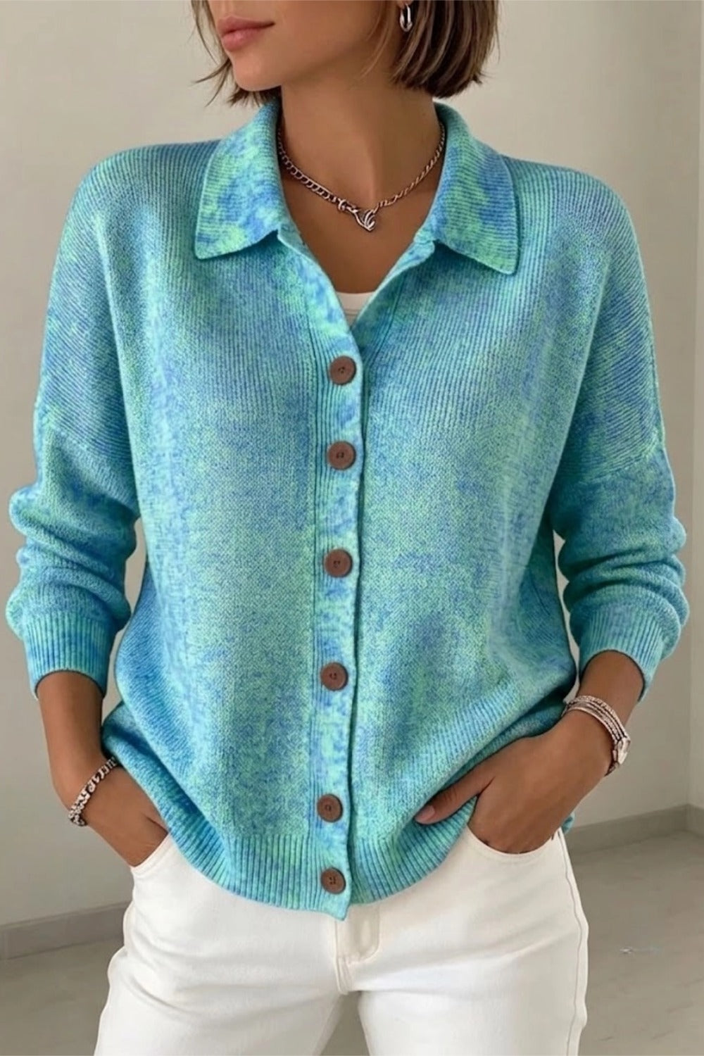 Women Abstract Long Sleeve Comfy Casual Cardigan
