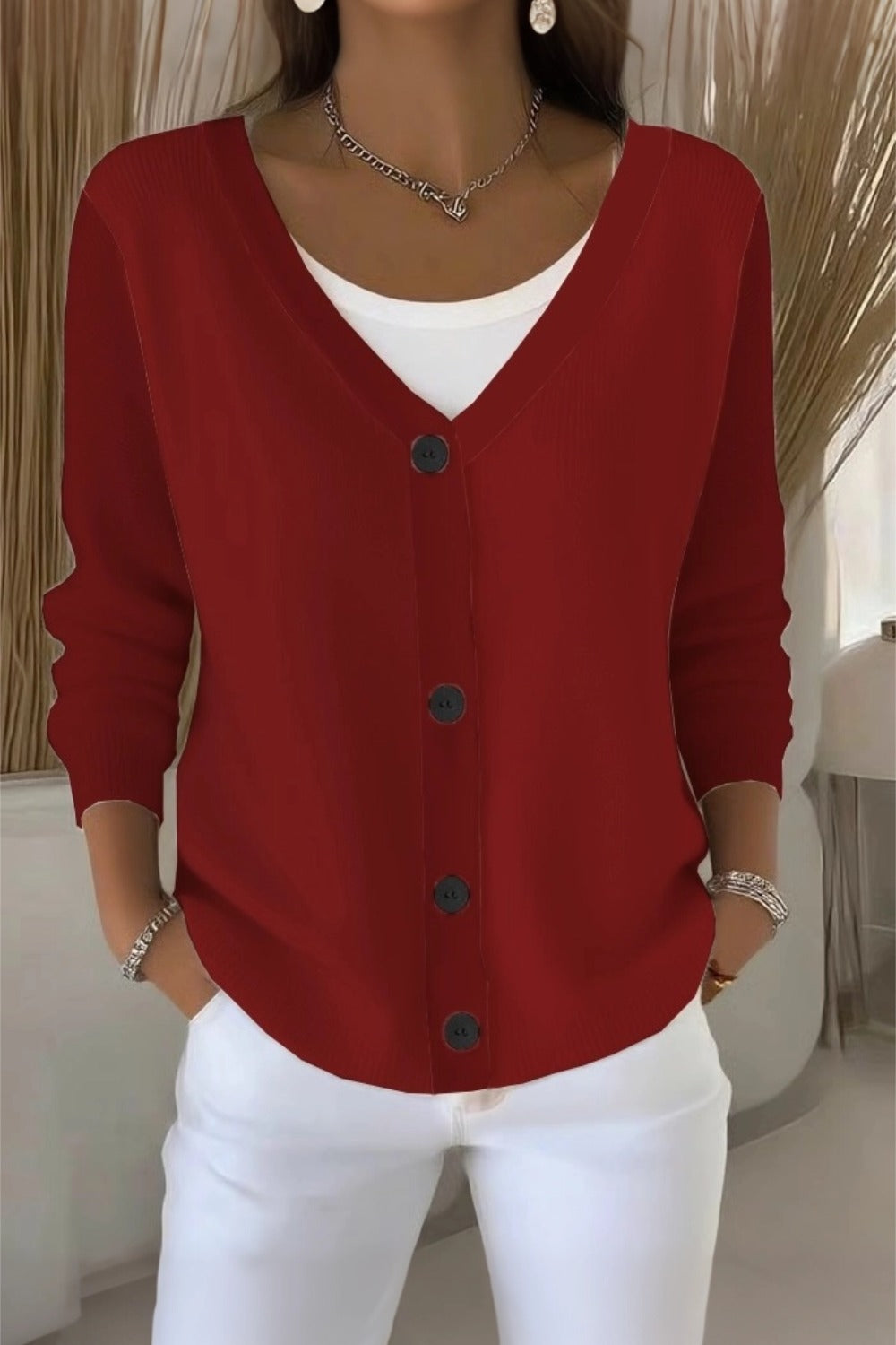 Women Plain Long Sleeve Comfy Casual Cardigan