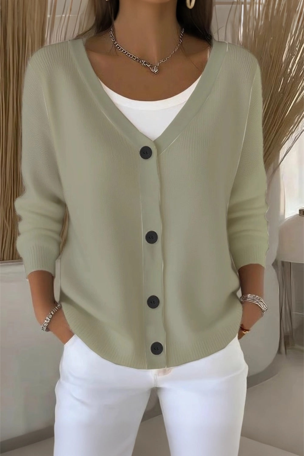 Women Plain Long Sleeve Comfy Casual Cardigan