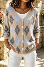 Women Geometric Long Sleeve Comfy Casual Cardigan