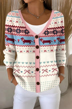 Women Regular Fit Casual Dog Knit Cardigan