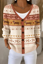 Women Regular Fit Casual Dog Knit Cardigan