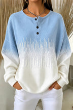 Women Casual Abstract Henley Collar Long Sleeve Sweatshirt