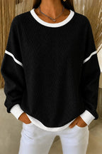 Women Casual Geometric Crew Neck Long Sleeve Blue Sweatshirt