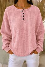 Women Casual Plain Henley Collar Long Sleeve Sweatshirt