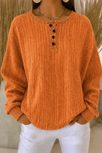 Women Casual Plain Henley Collar Long Sleeve Sweatshirt