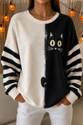 Women Casual Striped Crew Neck Long Sleeve Sweater