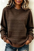 Women Casual Abstract Crew Neck Long Sleeve Sweater
