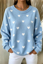 Women Casual Geometric Crew Neck Long Sleeve Sweater