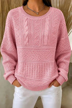 Women Casual Abstract Crew Neck Long Sleeve Sweater