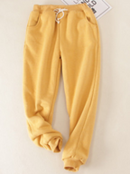 Solid Fleeced Cotton Pants