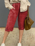 Women's Vintage Floral Pattern Art Printed Cotton And Linen Casual Pants