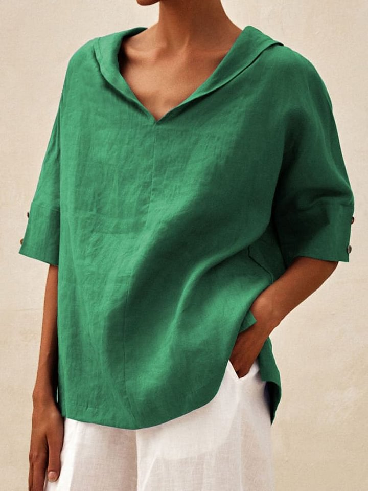 Women's Casual Linen V-neck Shirt RB132