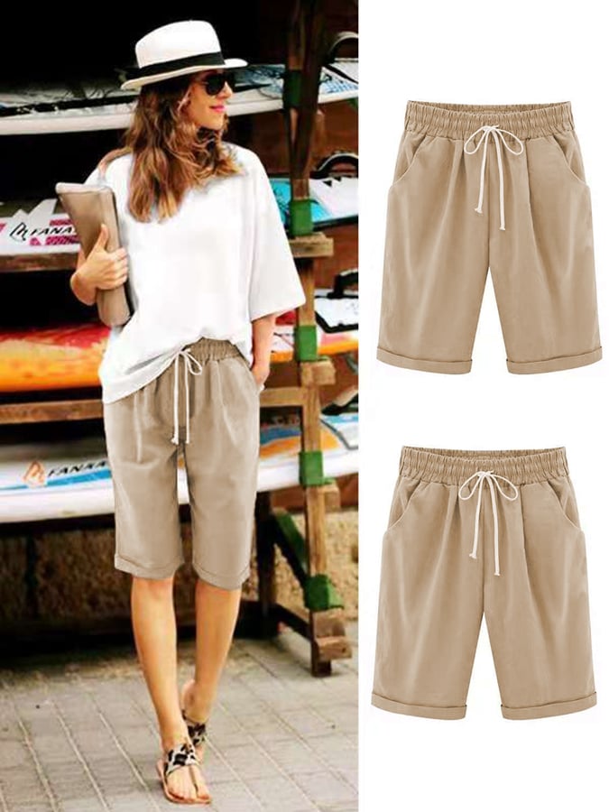 Women's Casual Rolled Cropped Pants
