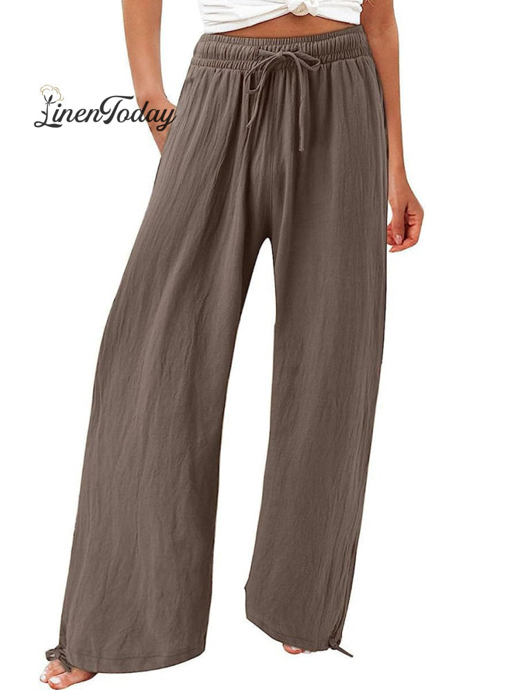 Women's Cotton And Linen Wide Leg Casual Pants