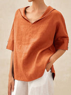 Women's Casual Linen V-neck Shirt RB132