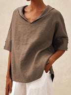 Women's Casual Linen V-neck Shirt RB132