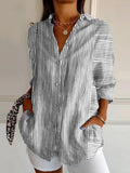 Women's Retro Minimalist Abstract Art Print Casual Cotton Shirt