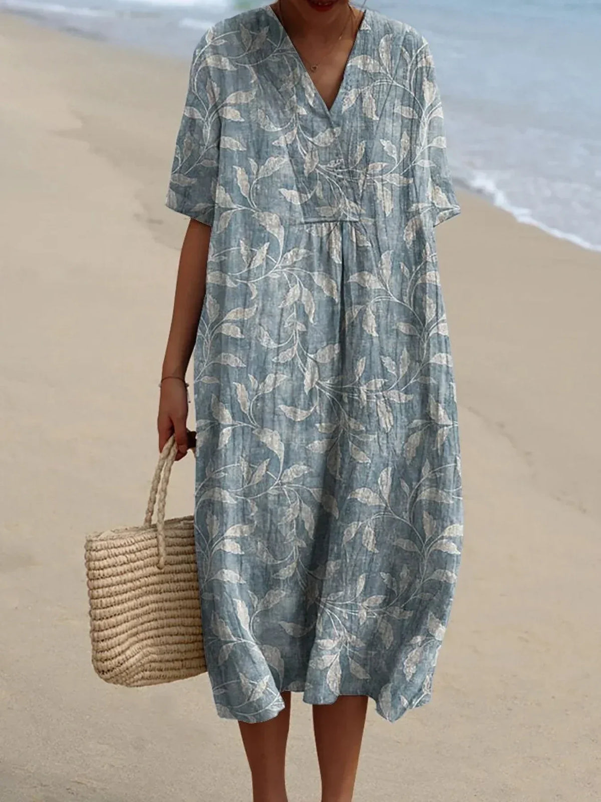 Spring Vines Pattern Printed Women's Flowy Dress